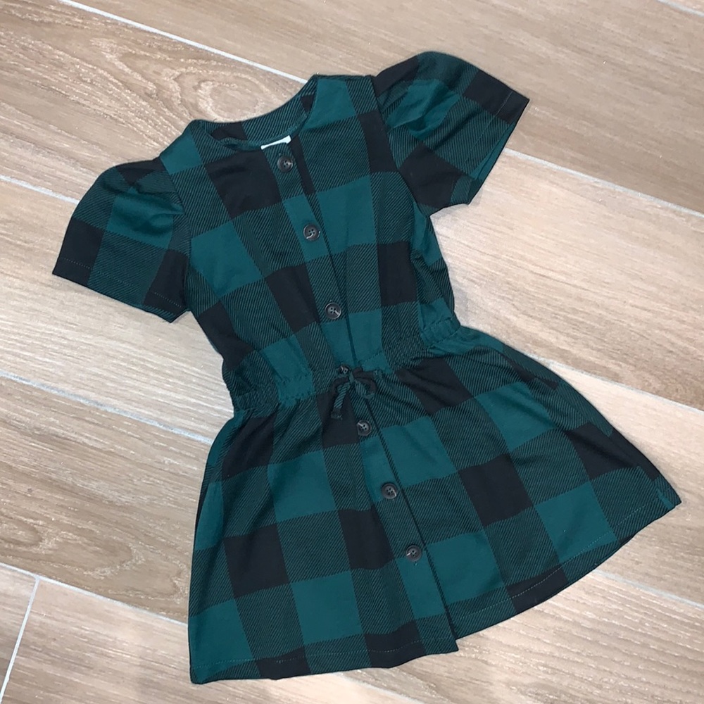 Zara Green Black Checkered Dress. NWT
